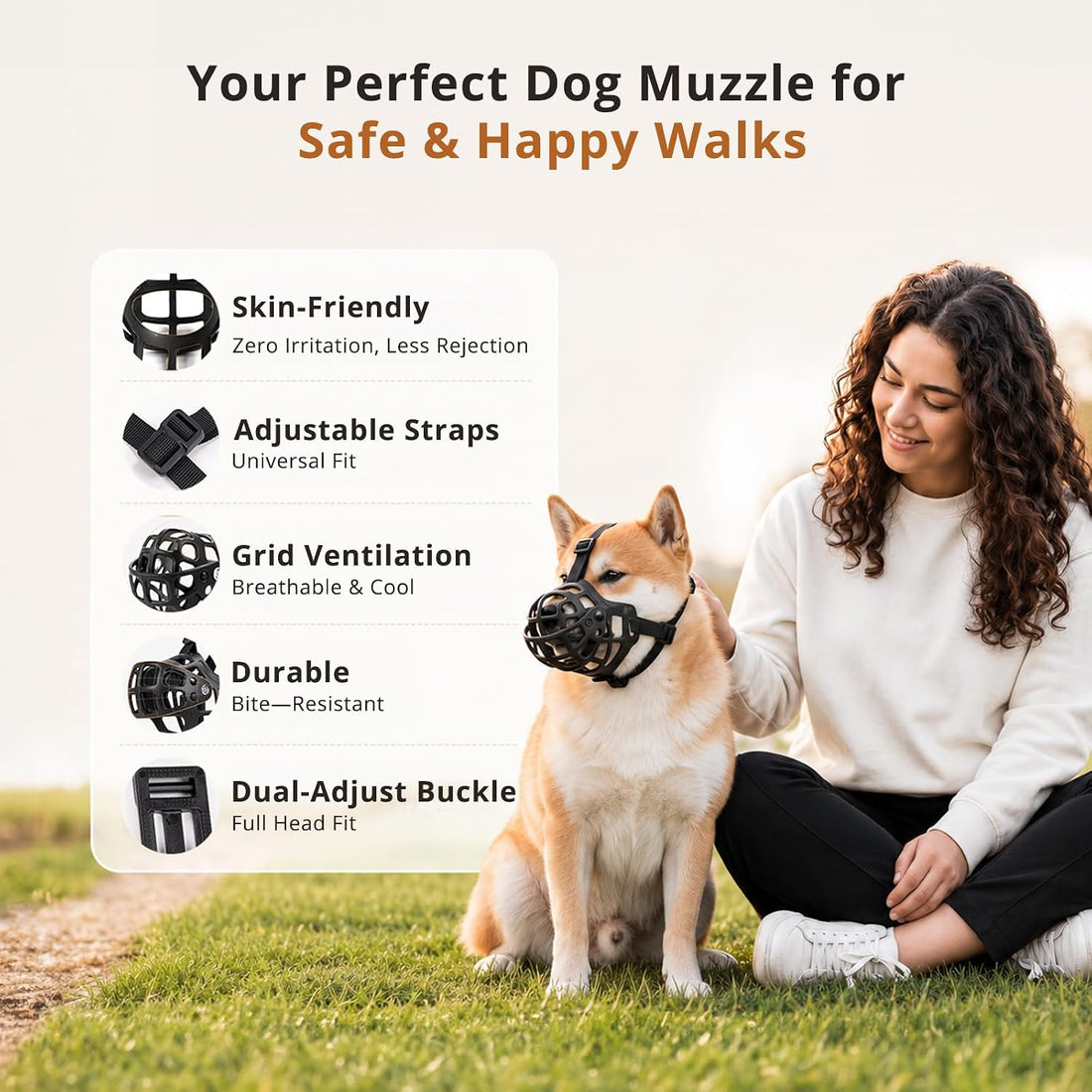 Basket Dog Muzzle: Adjustable Soft Dog Muzzles