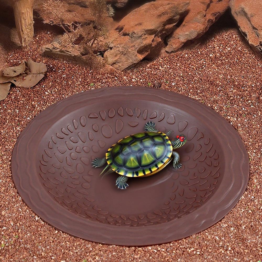 Turtle Bathing Pool Small, Resin Water Dish Feeding Bowl with Gentle