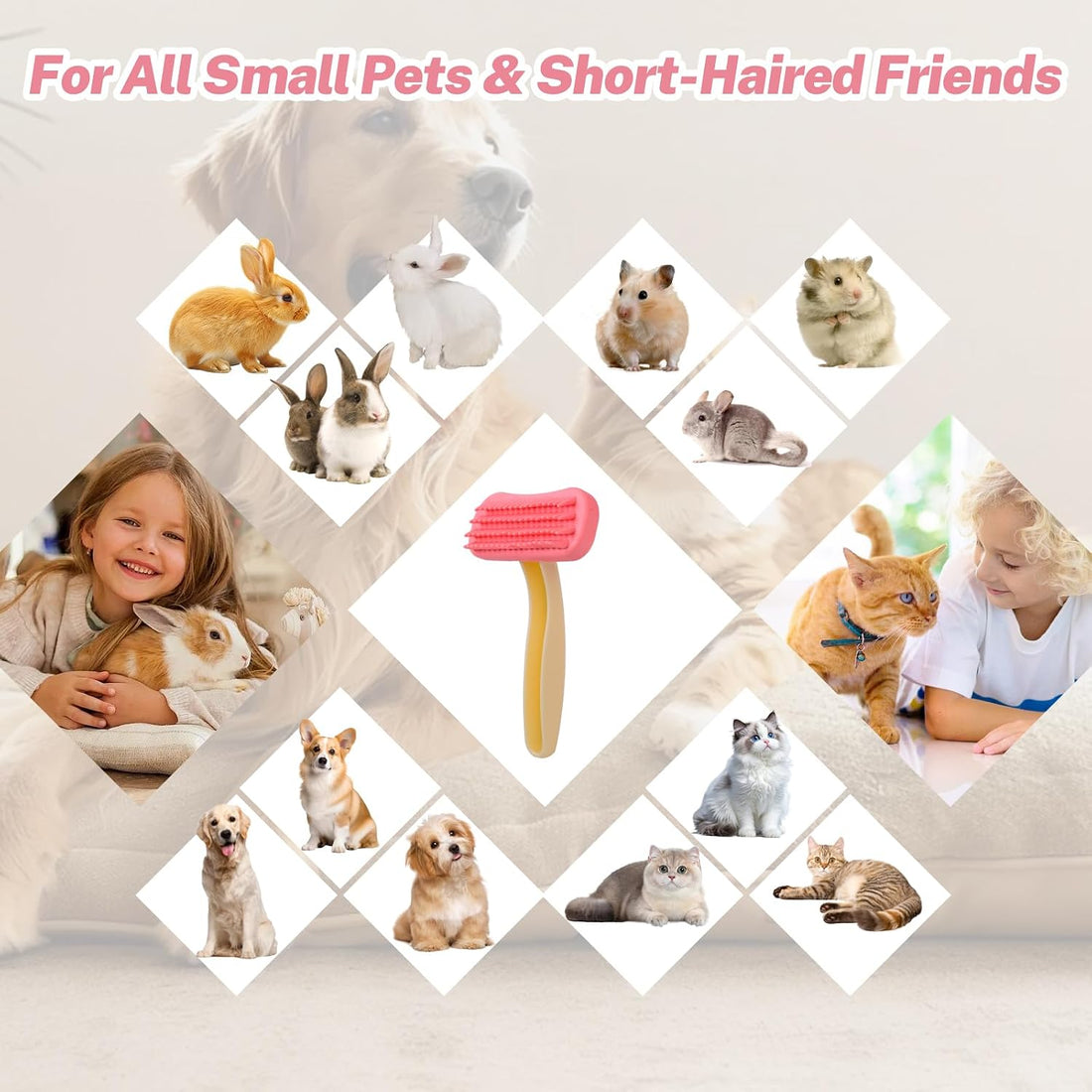 Bunny Brush, Soft Silicone Small Animal Brush, Short Hair Dog Brush