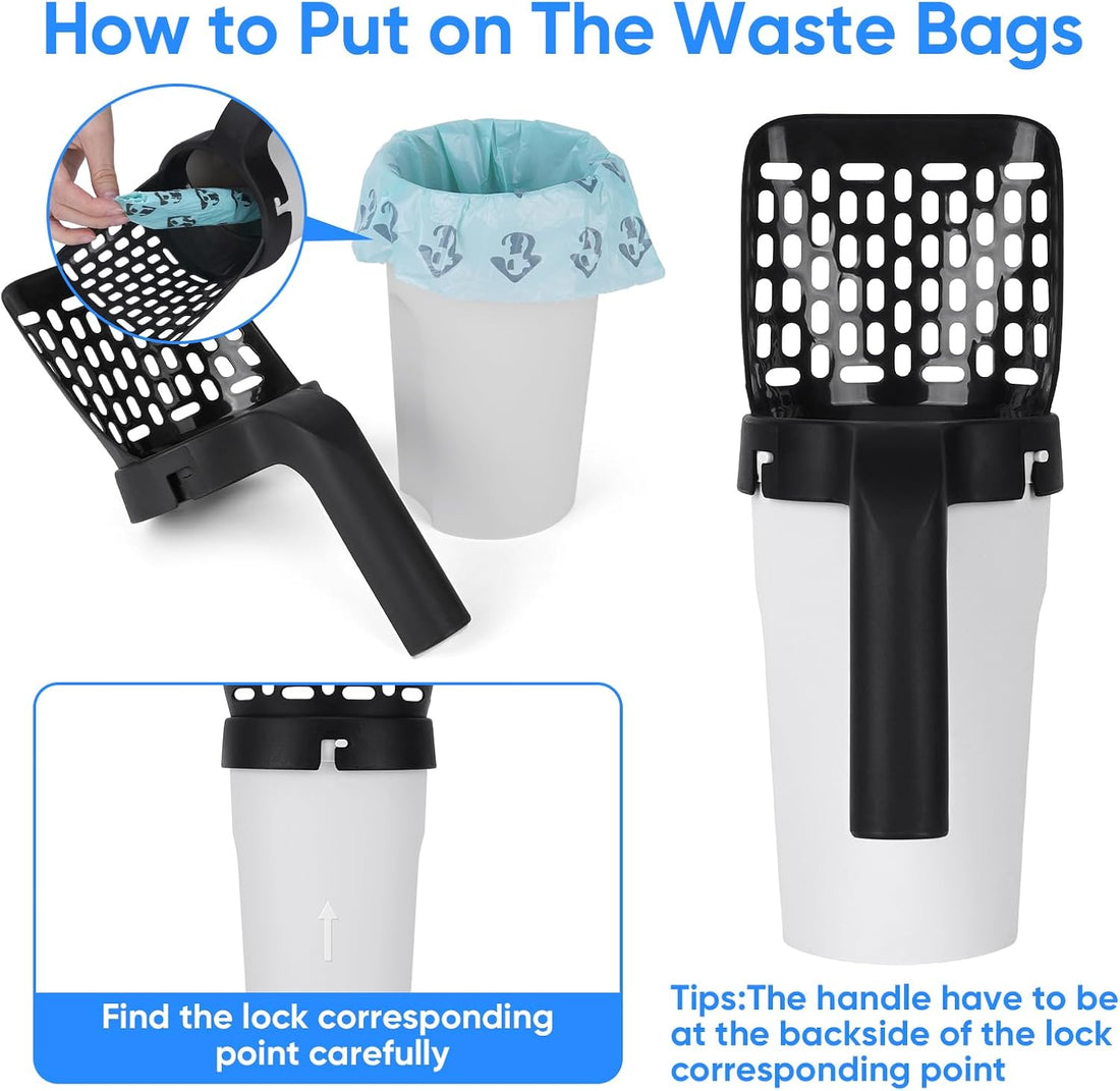 Cat Litter Scooper with Holder, Cat Litter Shovel with Bags &Waste Can