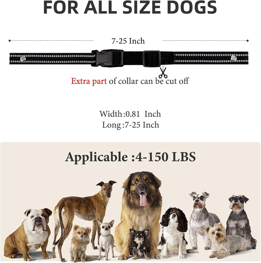 Collar Replacement Strap, Reflective Replacement Nylon Collar Strap