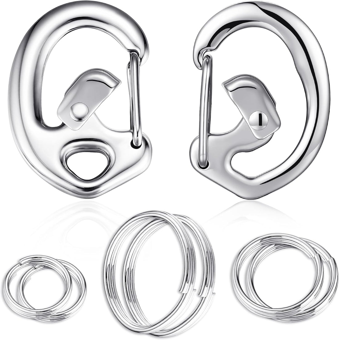 Stainless Steel Pet Collar Tag Clip, Contour Carabiner- 2 Sets