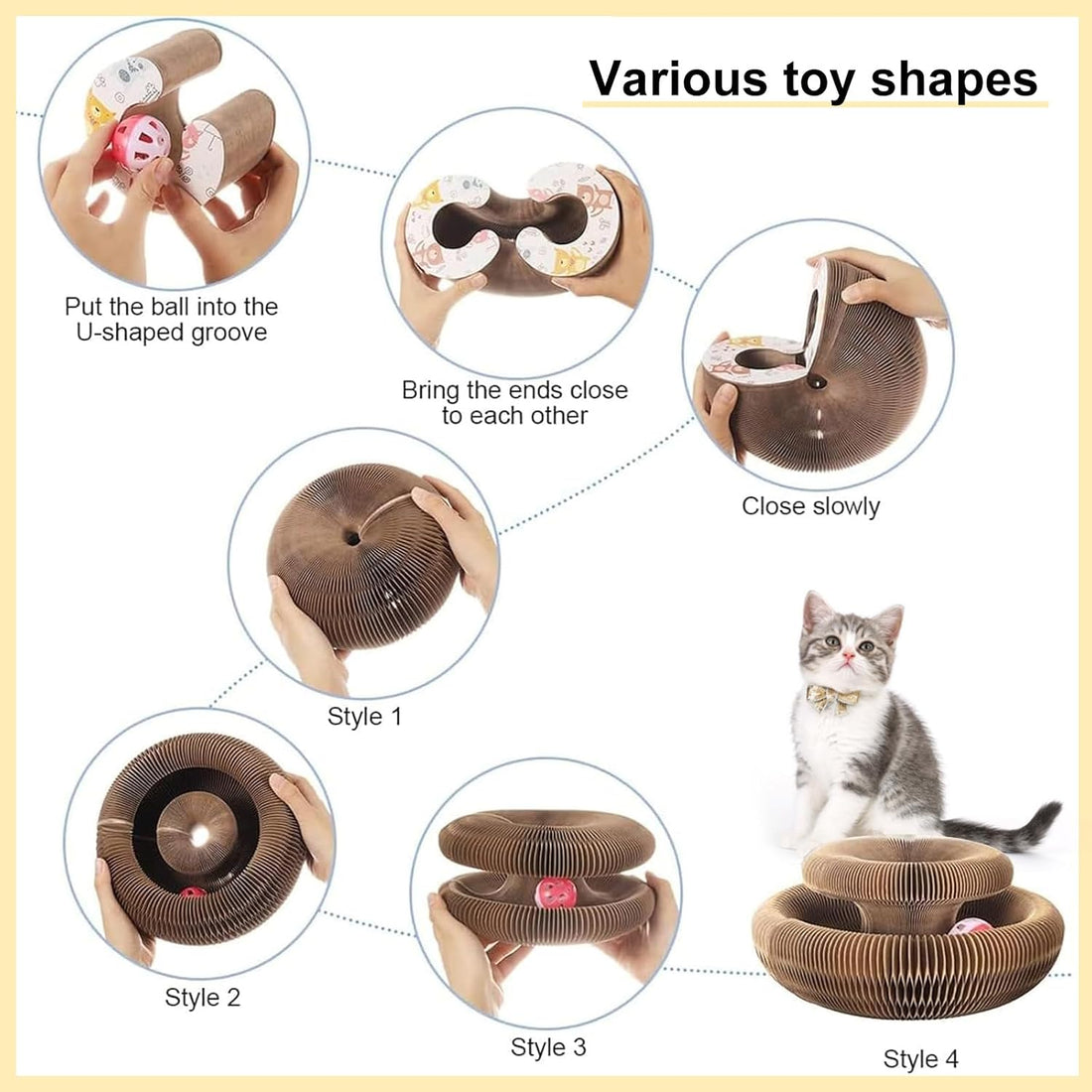Kitty Curls Cat Toy,Cat Scratcher for Grinding Claw Cardboard Cat Toy