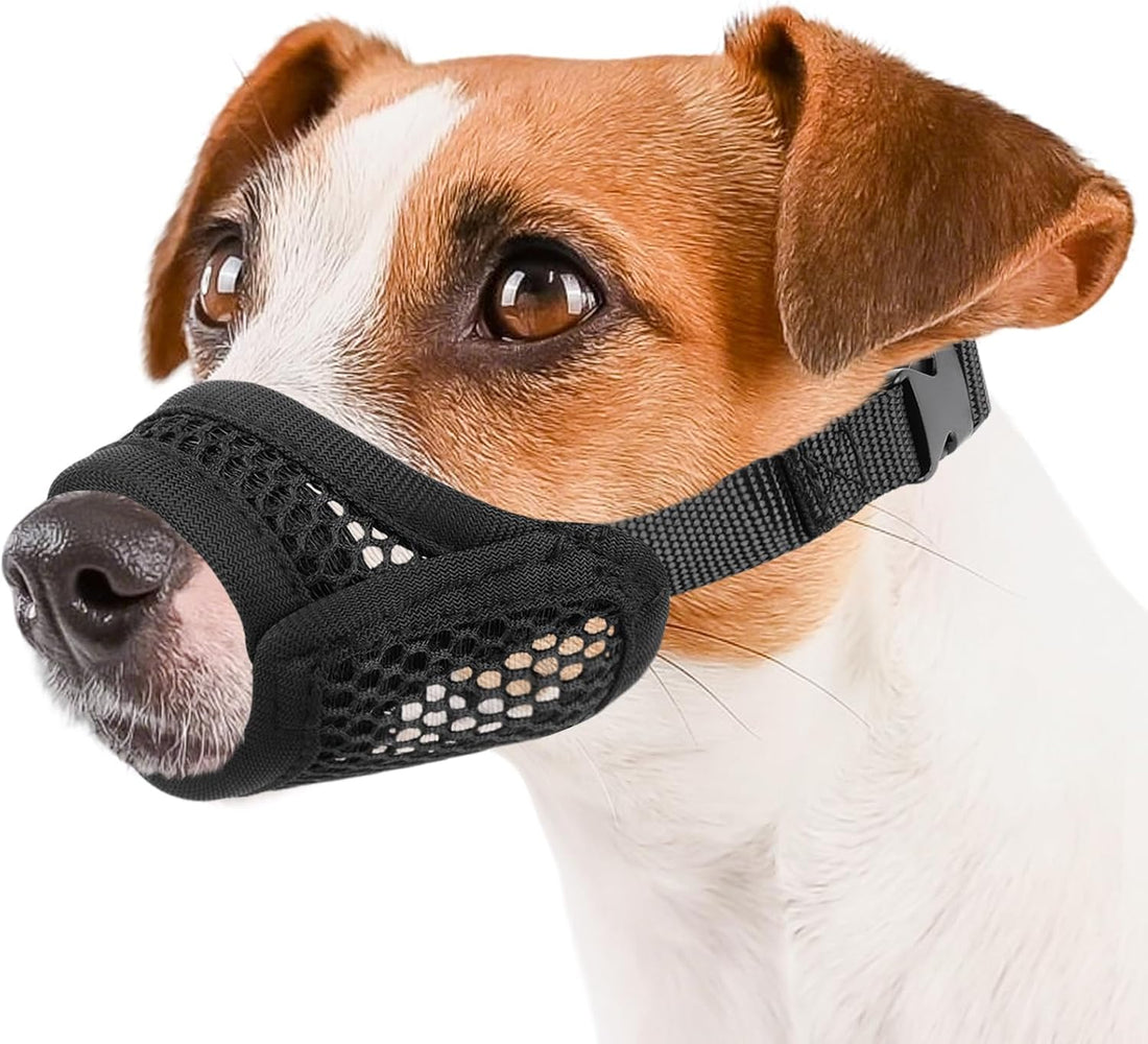 Mayerzon Mesh Muzzle for Short Snout and Small Medium Dogs Anti-Biting