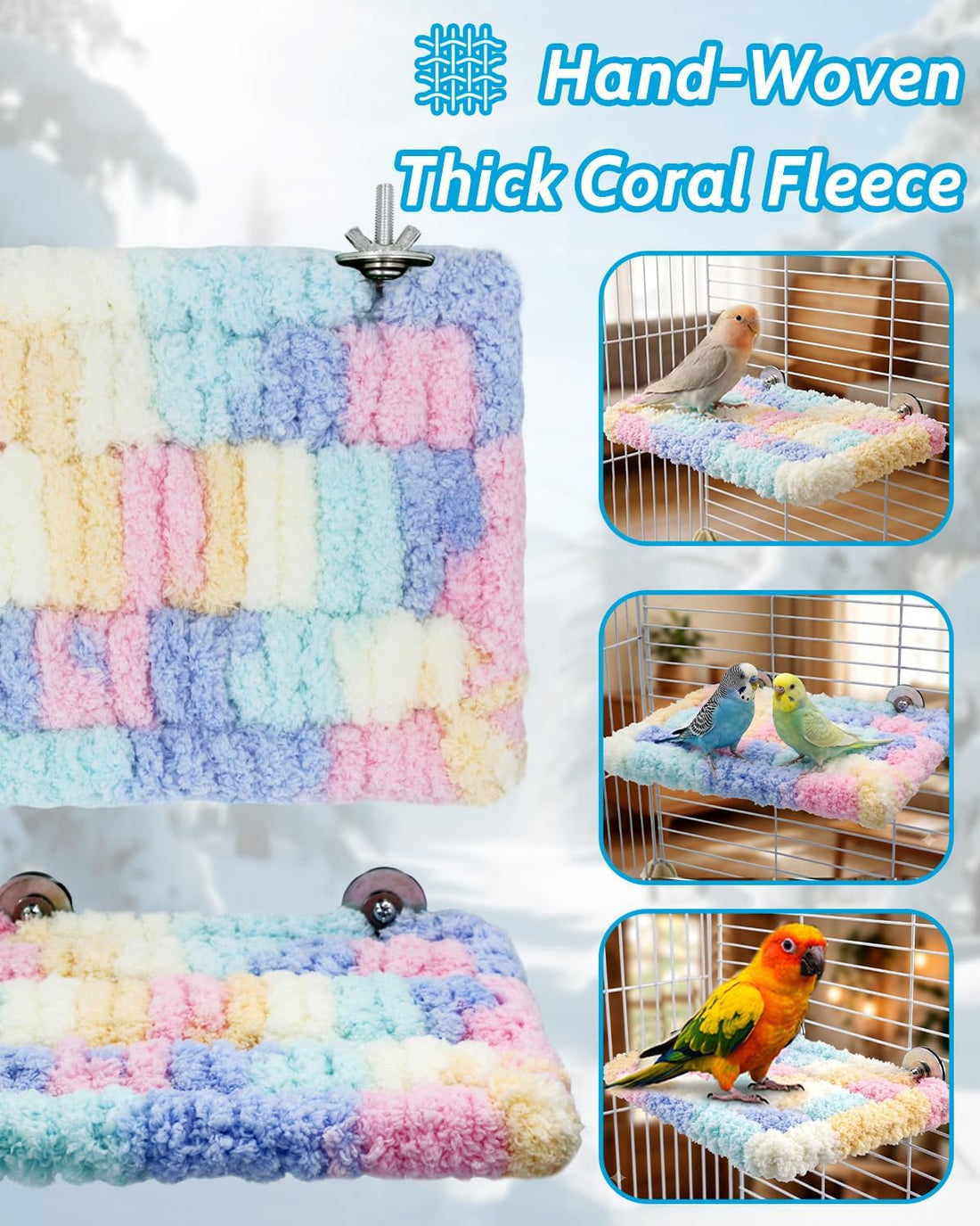 Warm Coral Fleece Bird Perch, Soft & Gentle for Sensitive Feet
