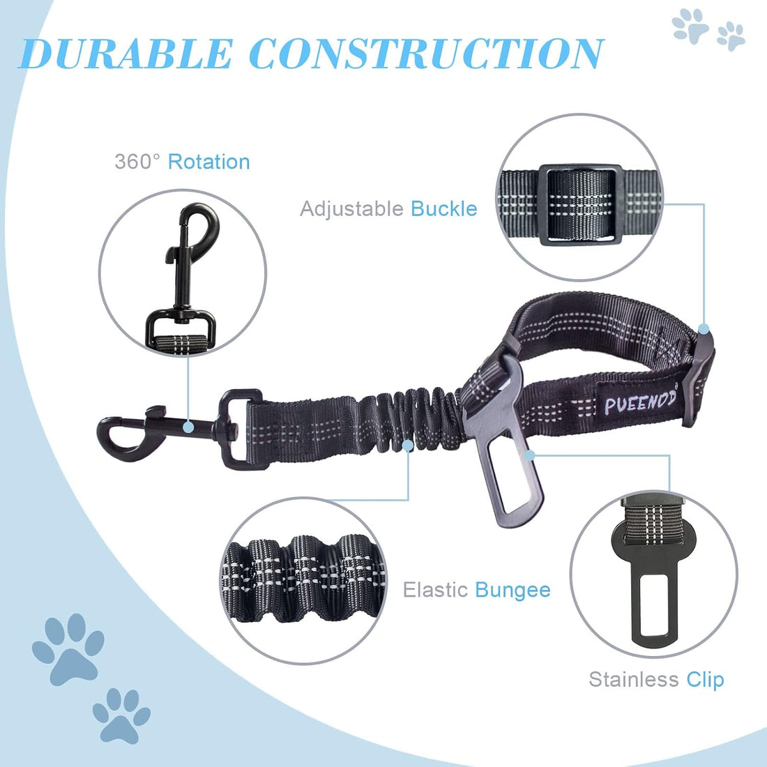 2 Pack Dog Seat Belt Adjustable Dog Car Seatbelts for Vehicle Nylon