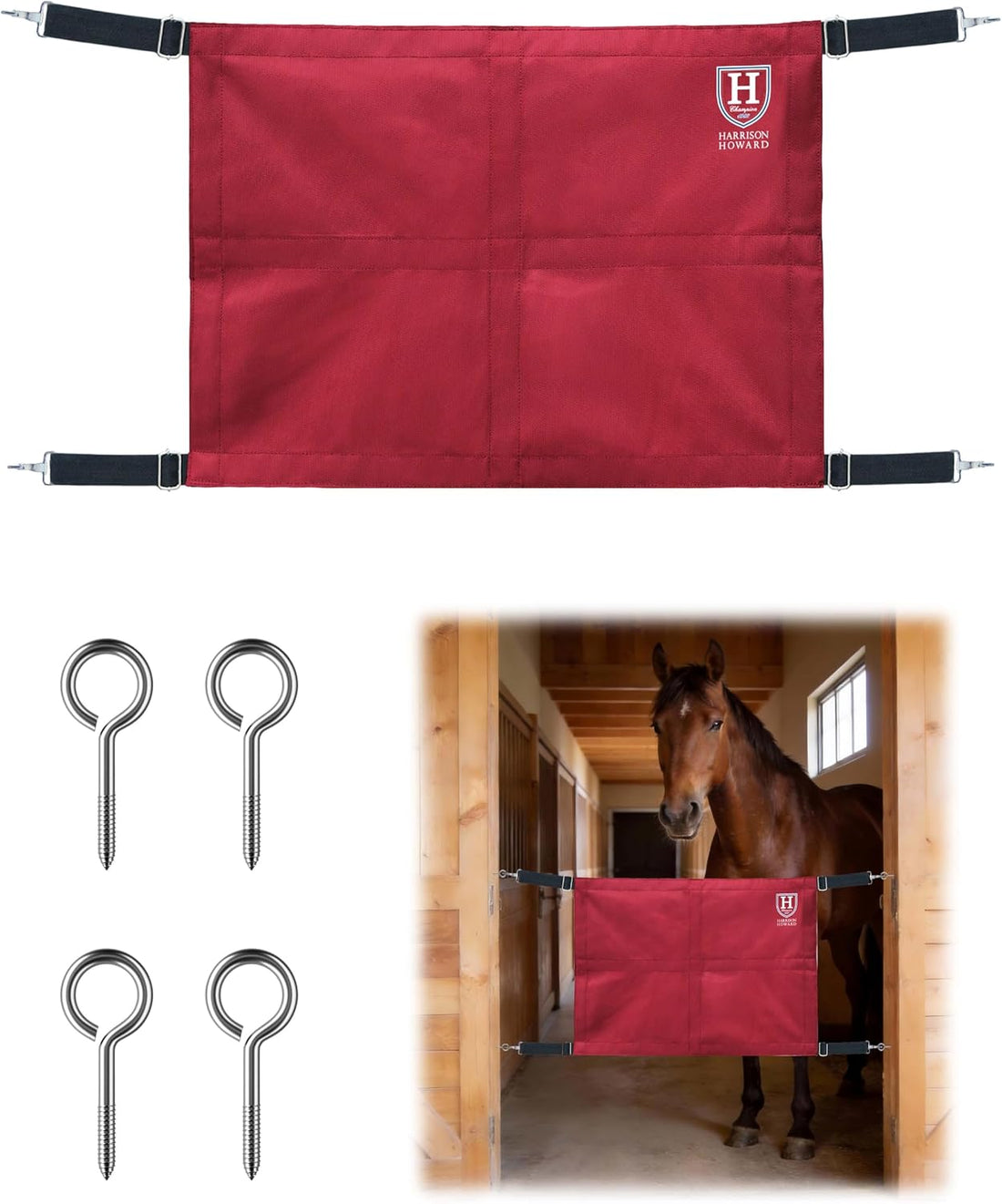 Harrison Howard 27'' x 19'' Stall Guard for Horses, Screw Eyes
