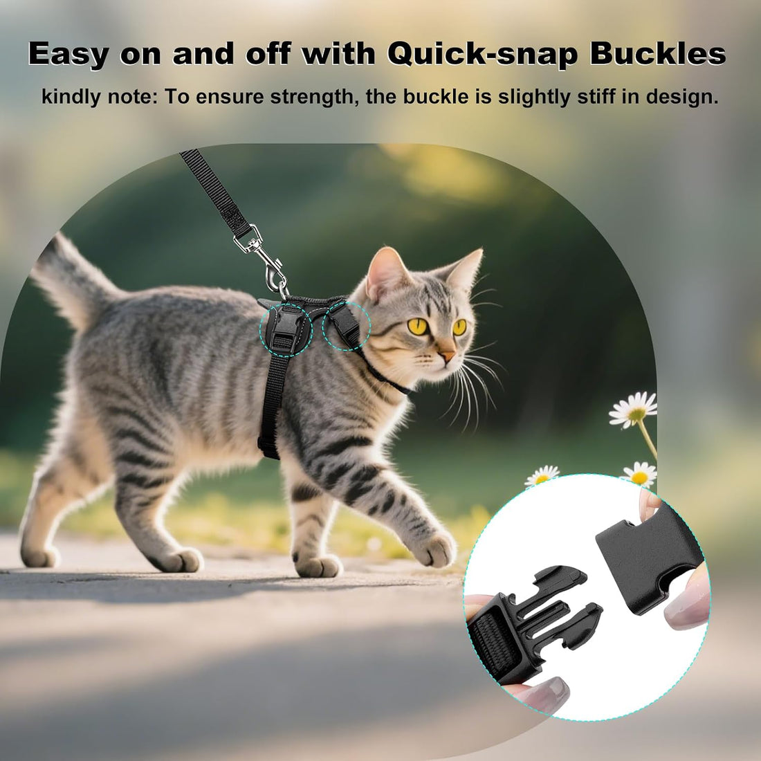 Plutus Pet Adjustable Cat Harness and Leash Set, with Leather Trim