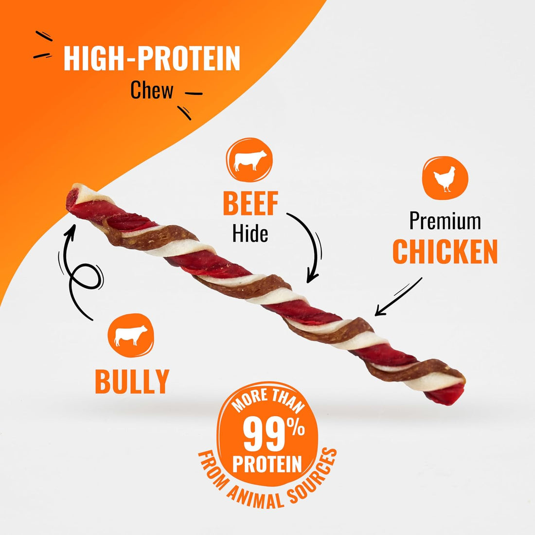 GOOD 'N' FUN Twists Long-Lasting Dog Treat with Real Bully, 12 Count