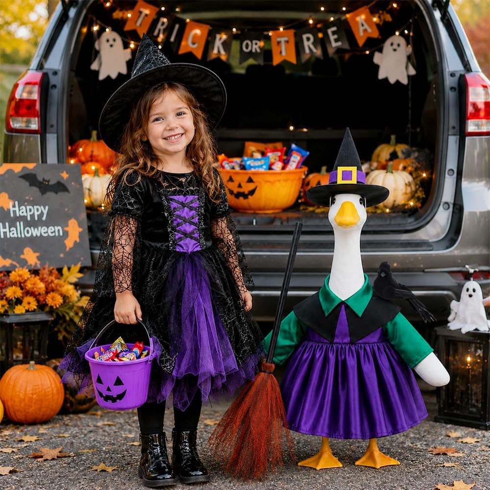 Halloween Goose Outfit Witch Porch Goose Clothes for Outdoor Lawn