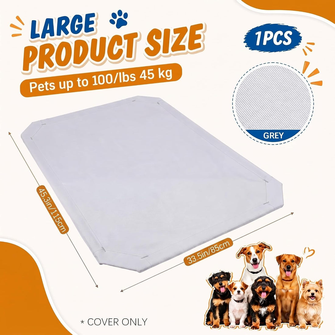 1 Pc Elevated Dog Bed Replacement Cover Dog Cot Cover Only