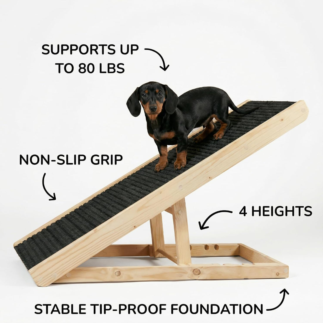 AlphaPaw - Original Natural Wood PawRamp for Small & Large Dogs