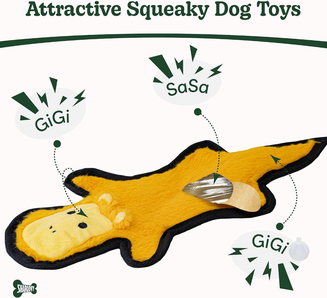 SHARLOVY No Stuffing Dog Toys Crinkle Squeaky