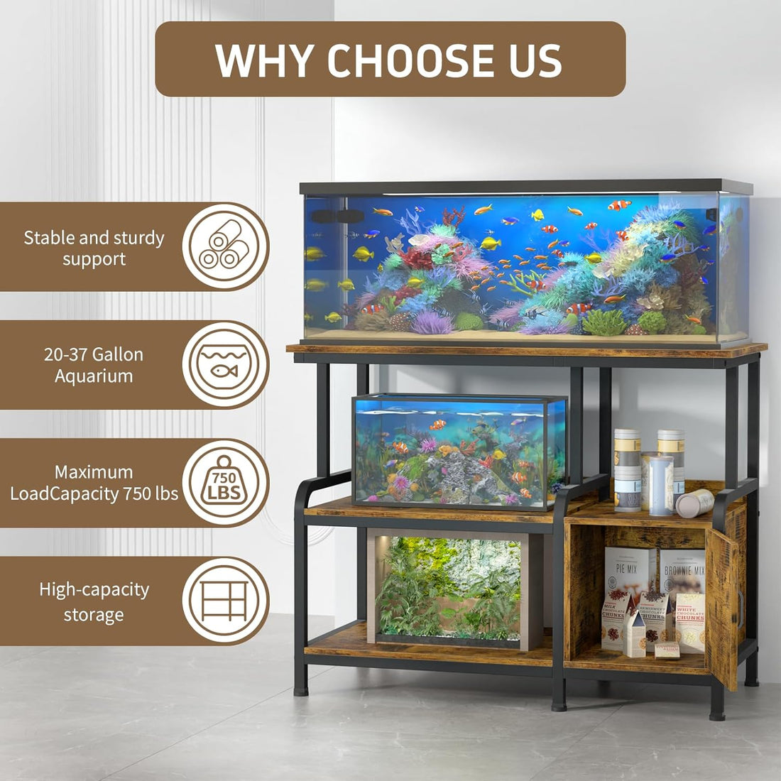 29-37 Gallon Aquarium Stand,36.8"x15.7" Fish Tank Stand with Storage