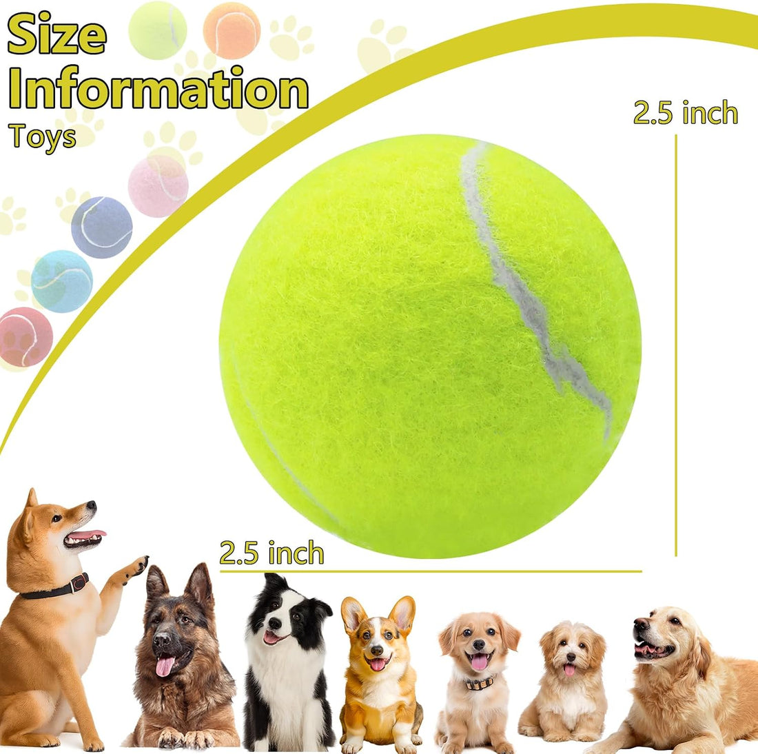 Swingers Squeaky Tennis Balls for Dogs,2.5 inch Training Tennis