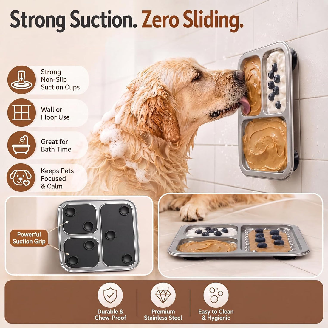 Stainless Steel Lick Mat for Dogs & Cats