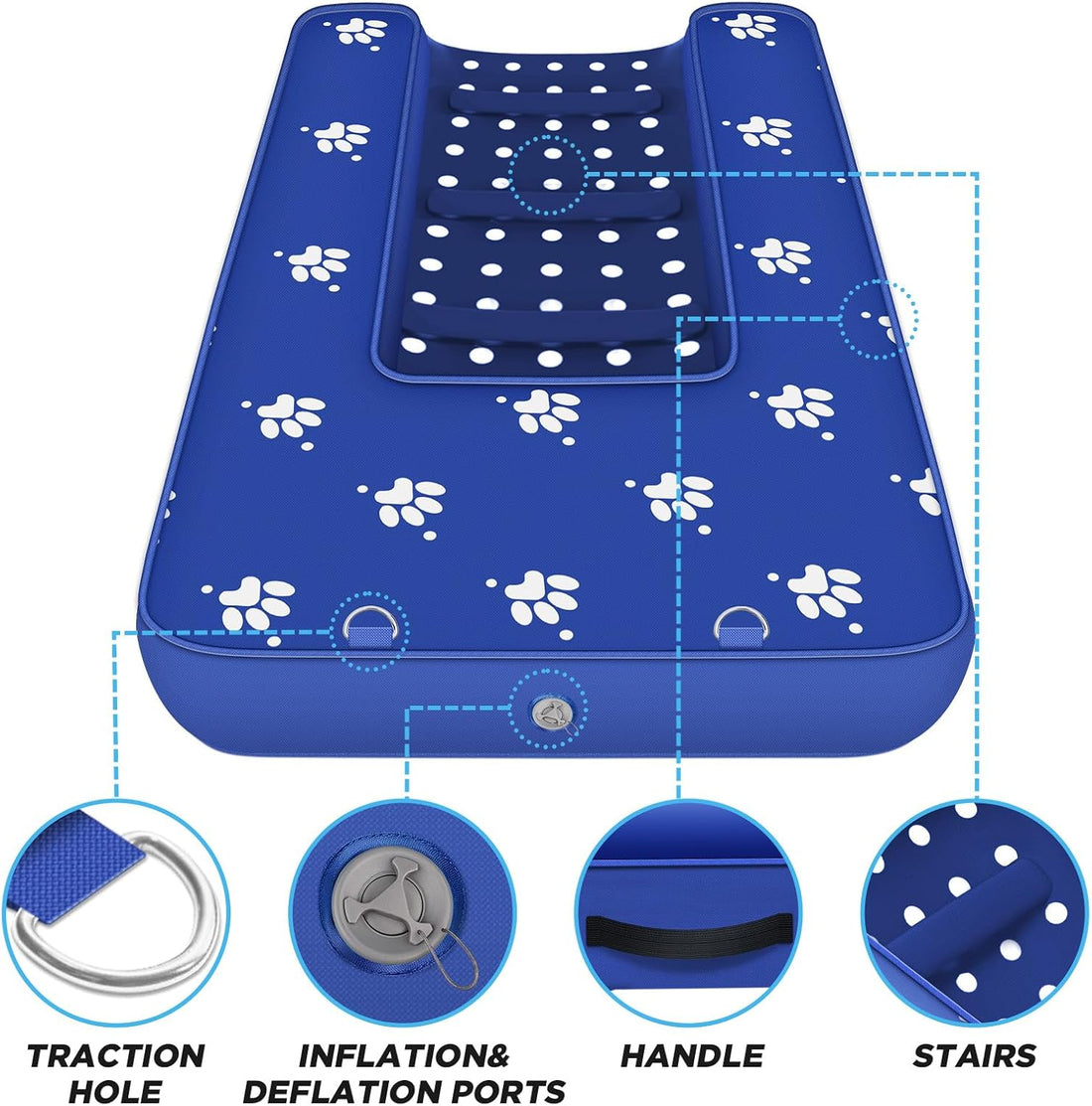 Inflatable Dock Platform, Lagre Dog Boat Ramp for Pool Floating