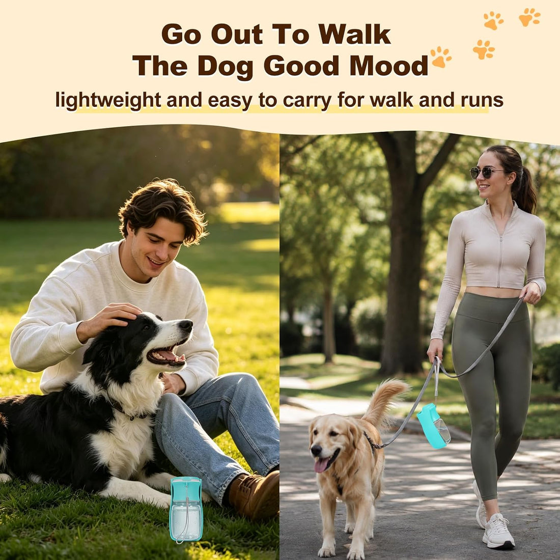 Foldable Dog Water Bottle, 12 oz Portable Pet Dispenser