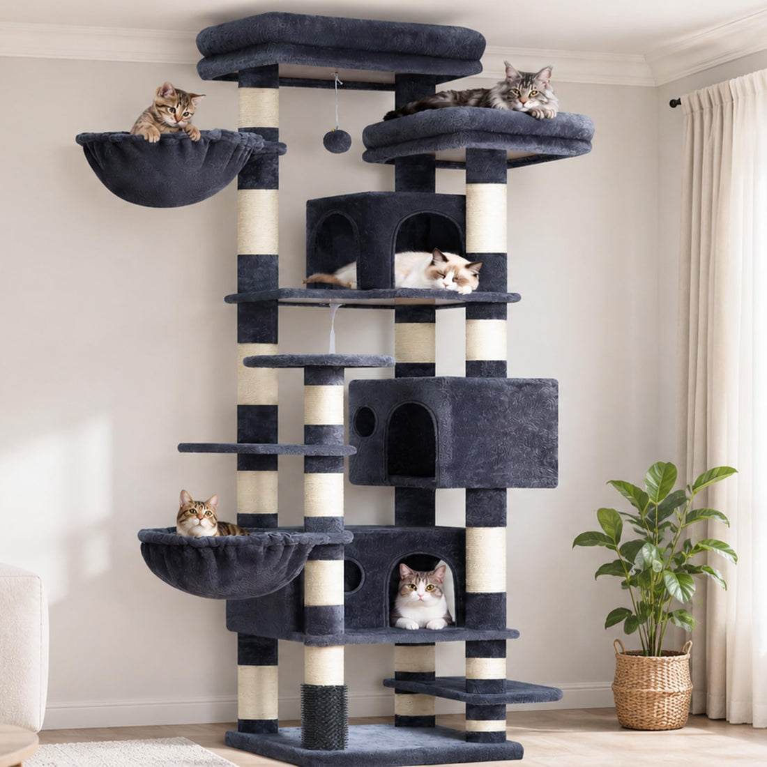 Hey-brother Cat Tree, 74 inches Multi-Level XL Large Cat Tower