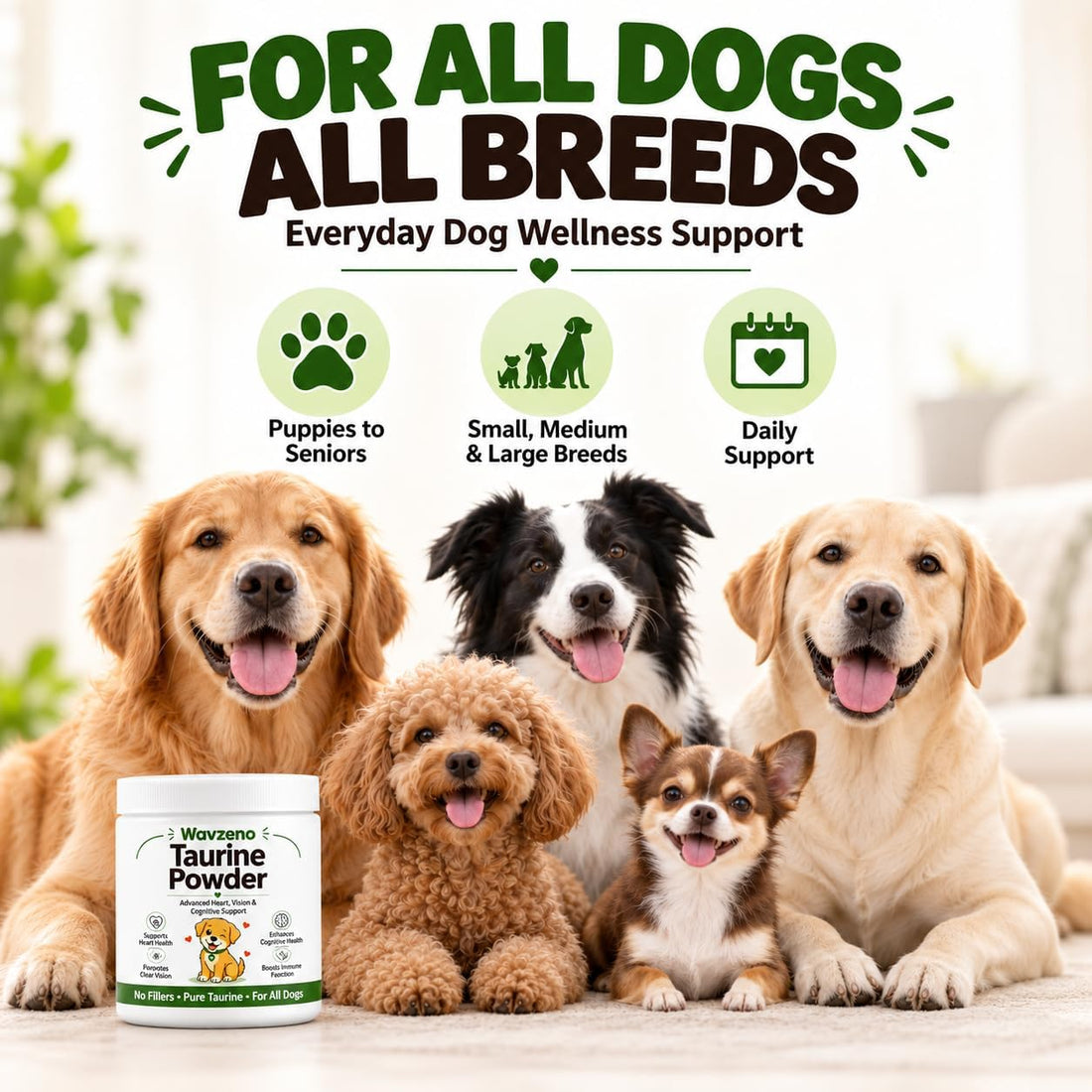 Wayzeno Taurine Powder for Dogs, Taurine Supplement with DHA
