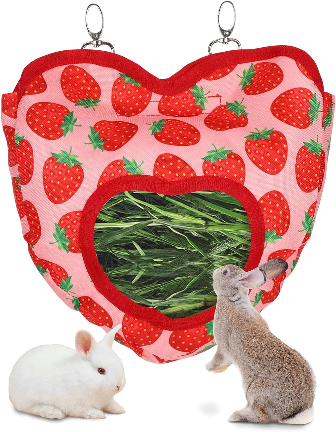 Rabbit Hay Feeder, 2 Hole Washable Hanging Hay Bag for Guinea Pig