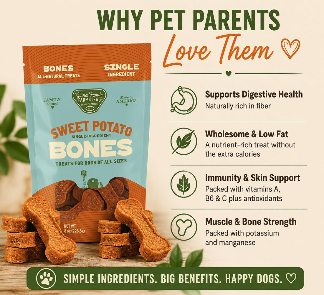 Gaines Family Farmstead Sweet Potato Dog Bones – 32 oz Bag