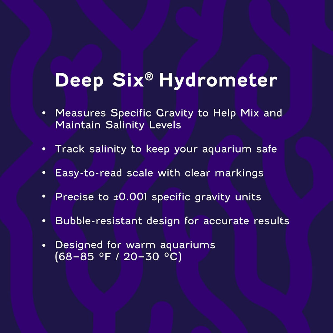 Coralife Deep Six Hydrometer for Aquarium Fish Tank Salinity