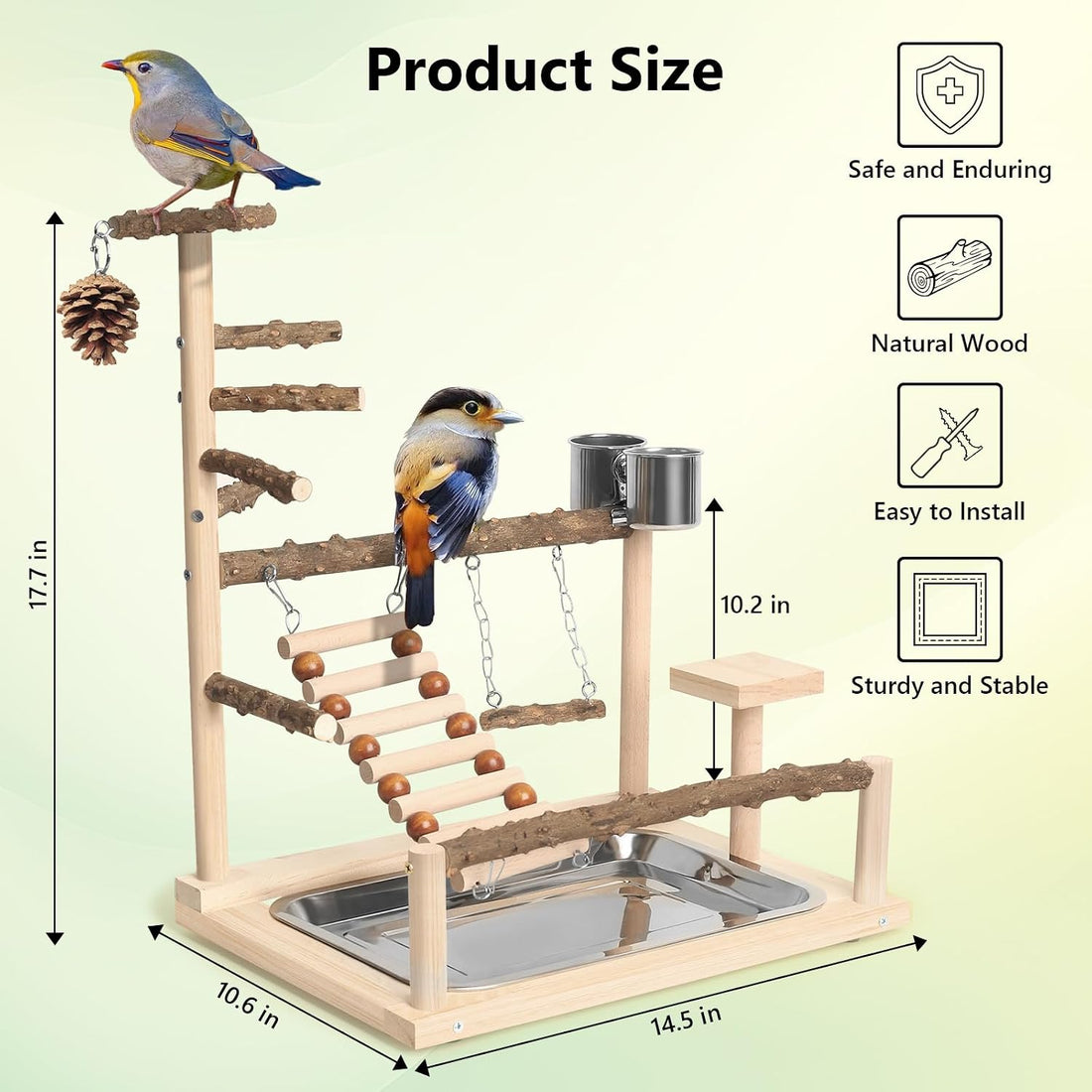 JOINSI Wood Pet Parrot Playground Bird Play Stand Toys Perch