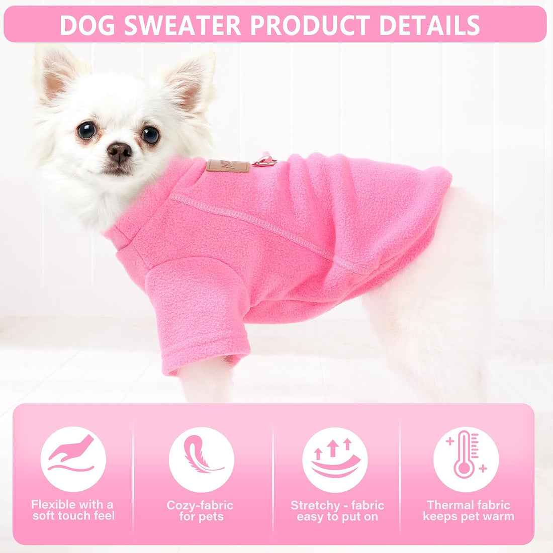 2 Pieces Dog Sweaters with Leash Ring Fleece Dog Winter Clothes