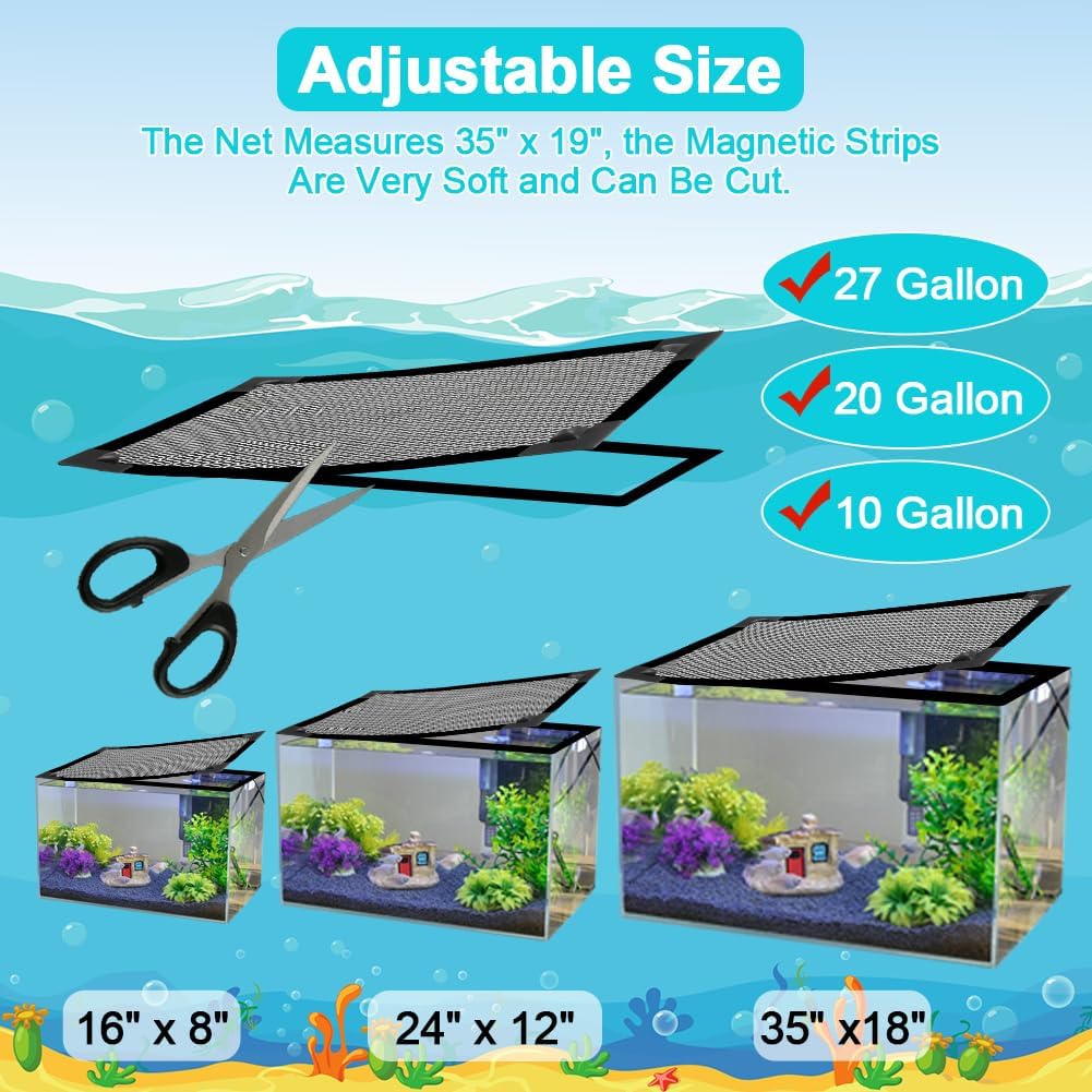 Magnetic Aquarium Cover Lid, DIY Fish Tank lid Anti-Jumping net Cover