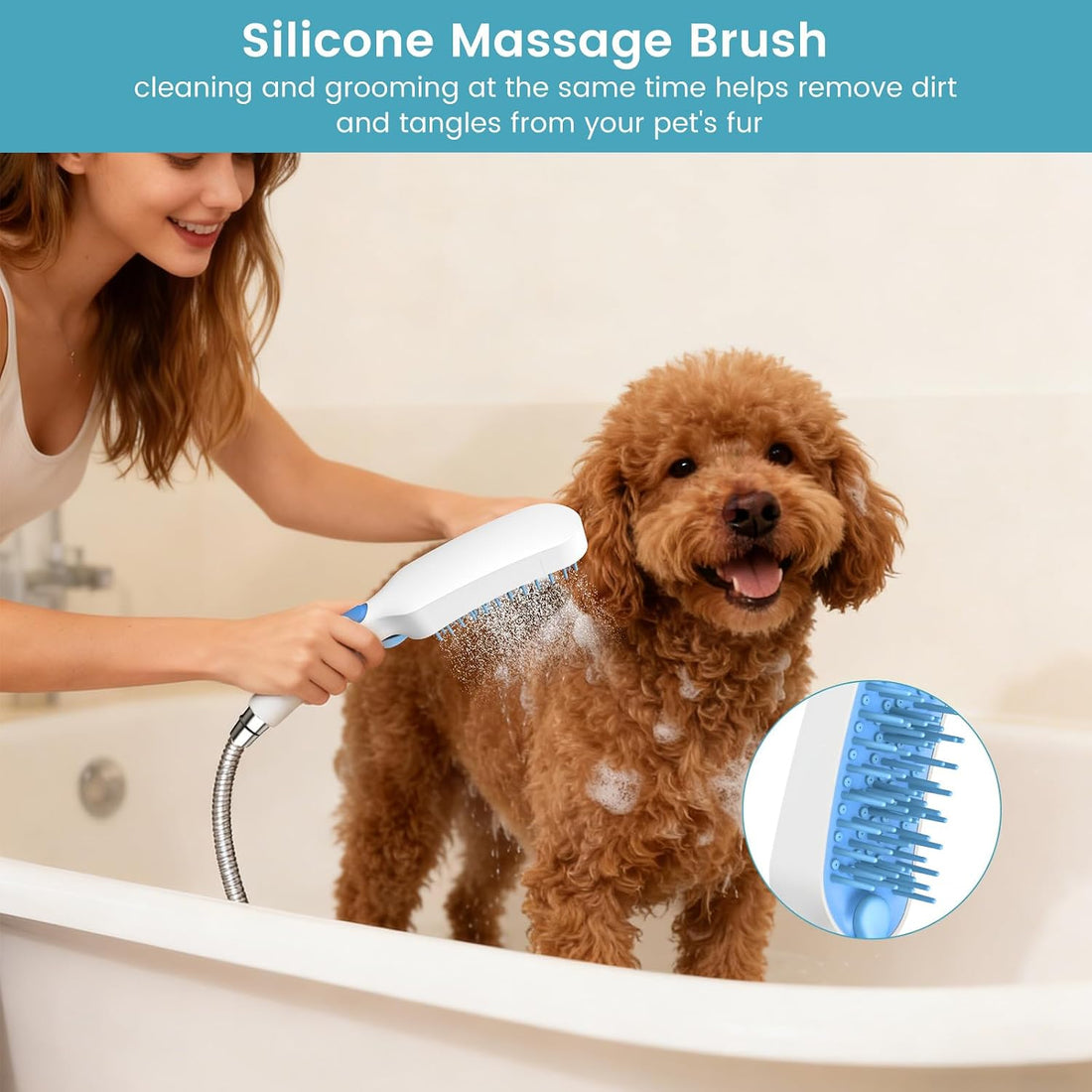 Dog Shower Attachment, Handheld Sprayer for Indoor & Outdoor Pet