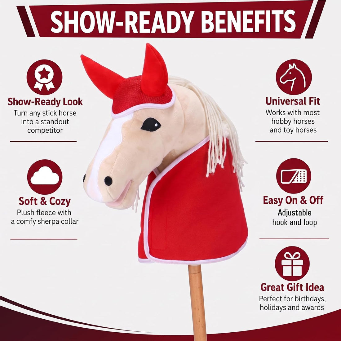 Tallew 2 Pcs Hobby Horse Tack Toy Accessories Set