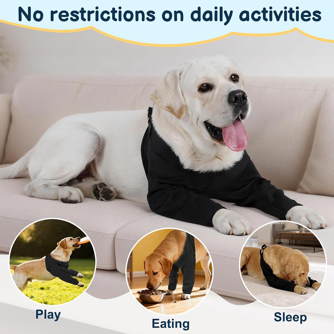 BARKLESS Dog Front Leg Sleeve to Prevent Licking, Soft Recovery Suit