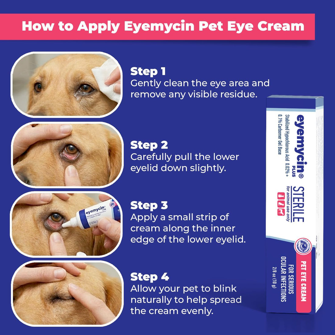 QUQU Natural EYEMYCIN Pet Eye Health for Dogs, Cats, Cattle, Sheep