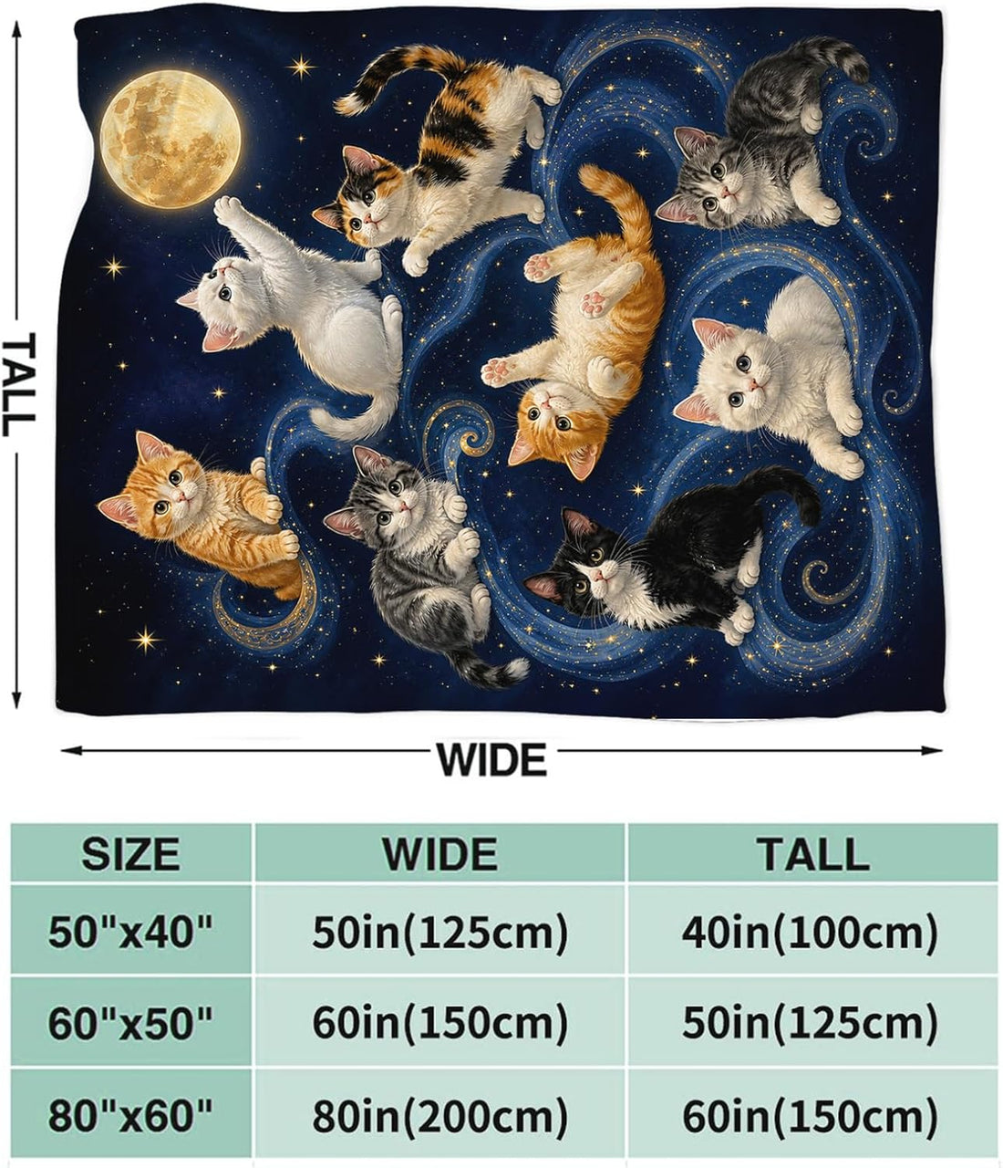 Cute Cats Throw Blanket Cat Lover Gifts for Boys Girls 50"x40"