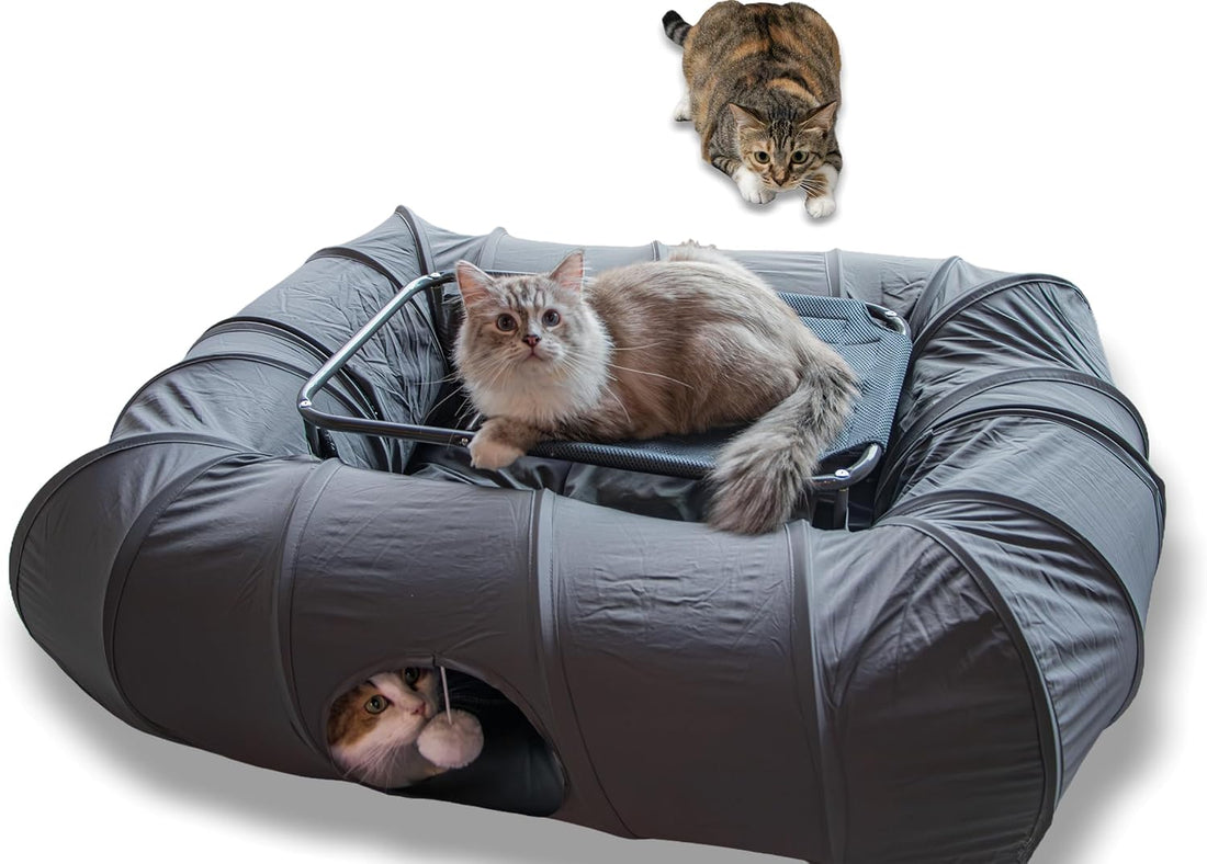 XxingSheep 4 Ways Shuttled XL Cat Tunnel Bed for Indoor Cats Peekaboo