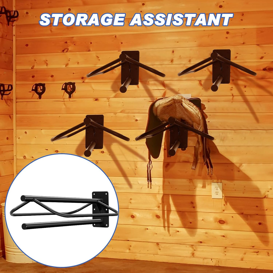 Paterr 2 Pcs Saddle Rack Wall Mount Heavy Duty Saddle Stand Pad Rack