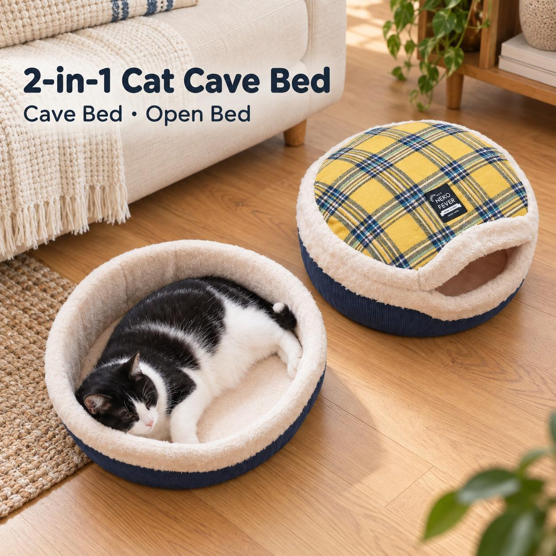 Cat Bed Cave - Enclosed Hideaway with Detachable Lid for Kitten