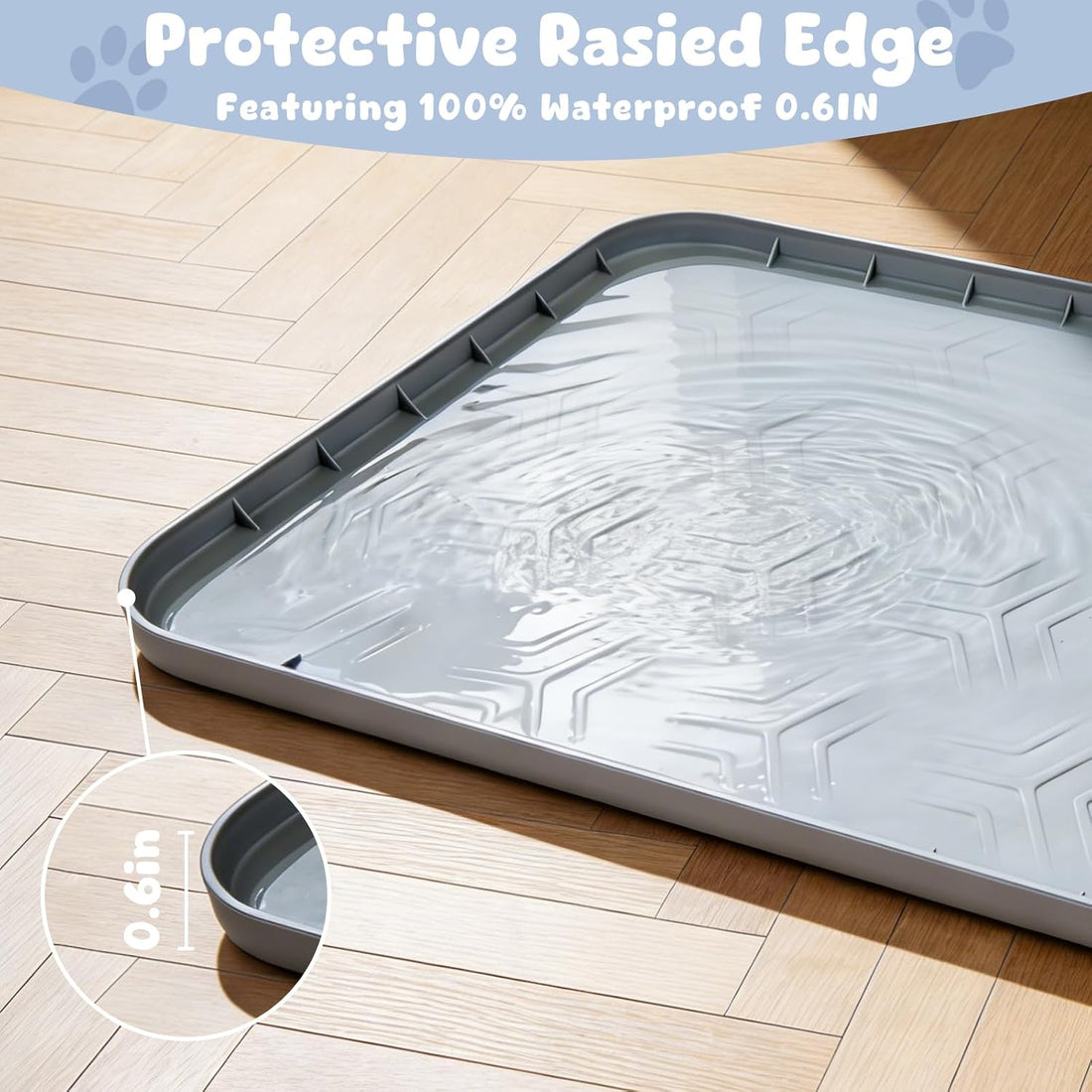 JUJOMAT Cat Litter Box Mat, 34"×22" Waterproof Silicone Cat Litter