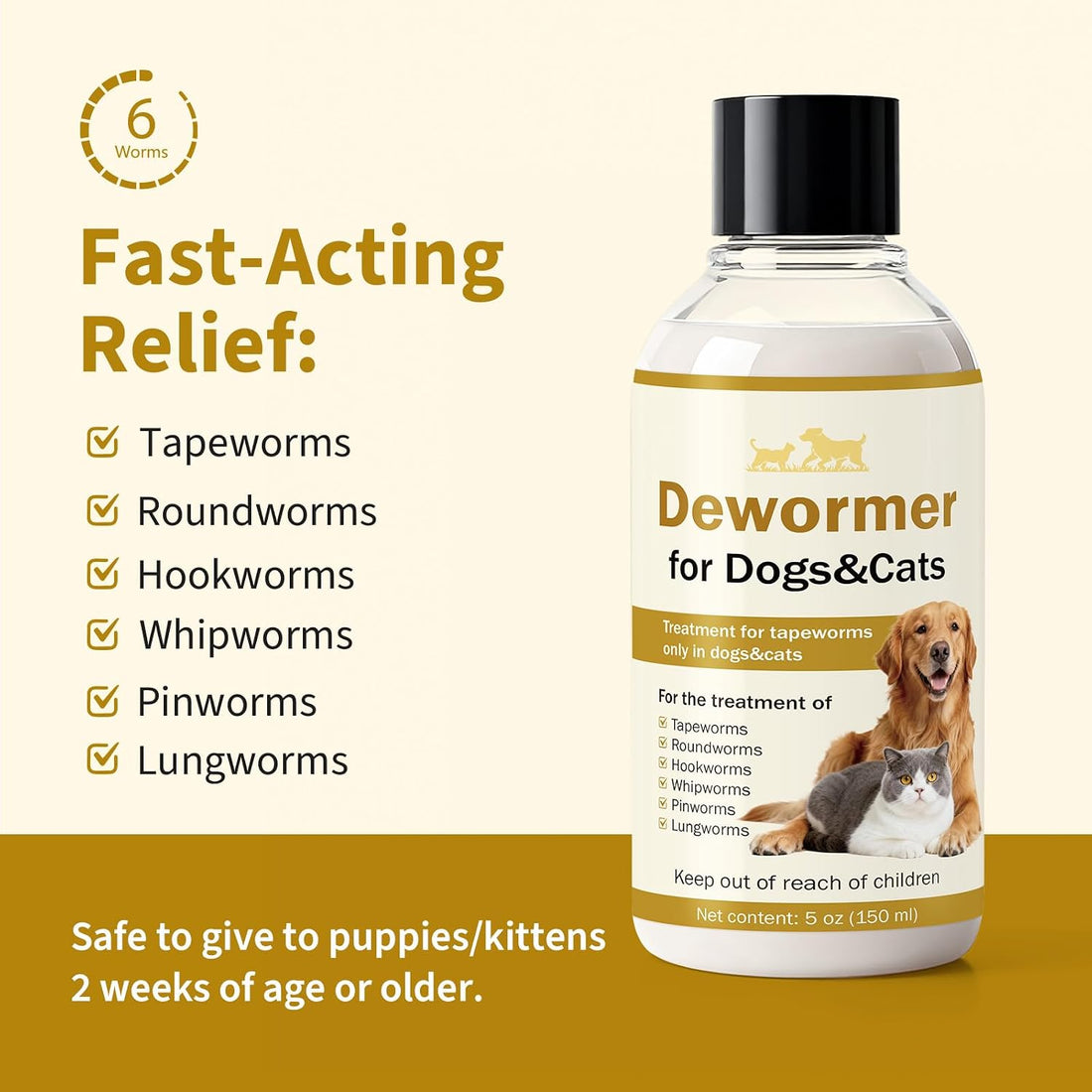 Dewormer for Cats & Dogs, Tapeworm Dewormer for Cats & Dogs