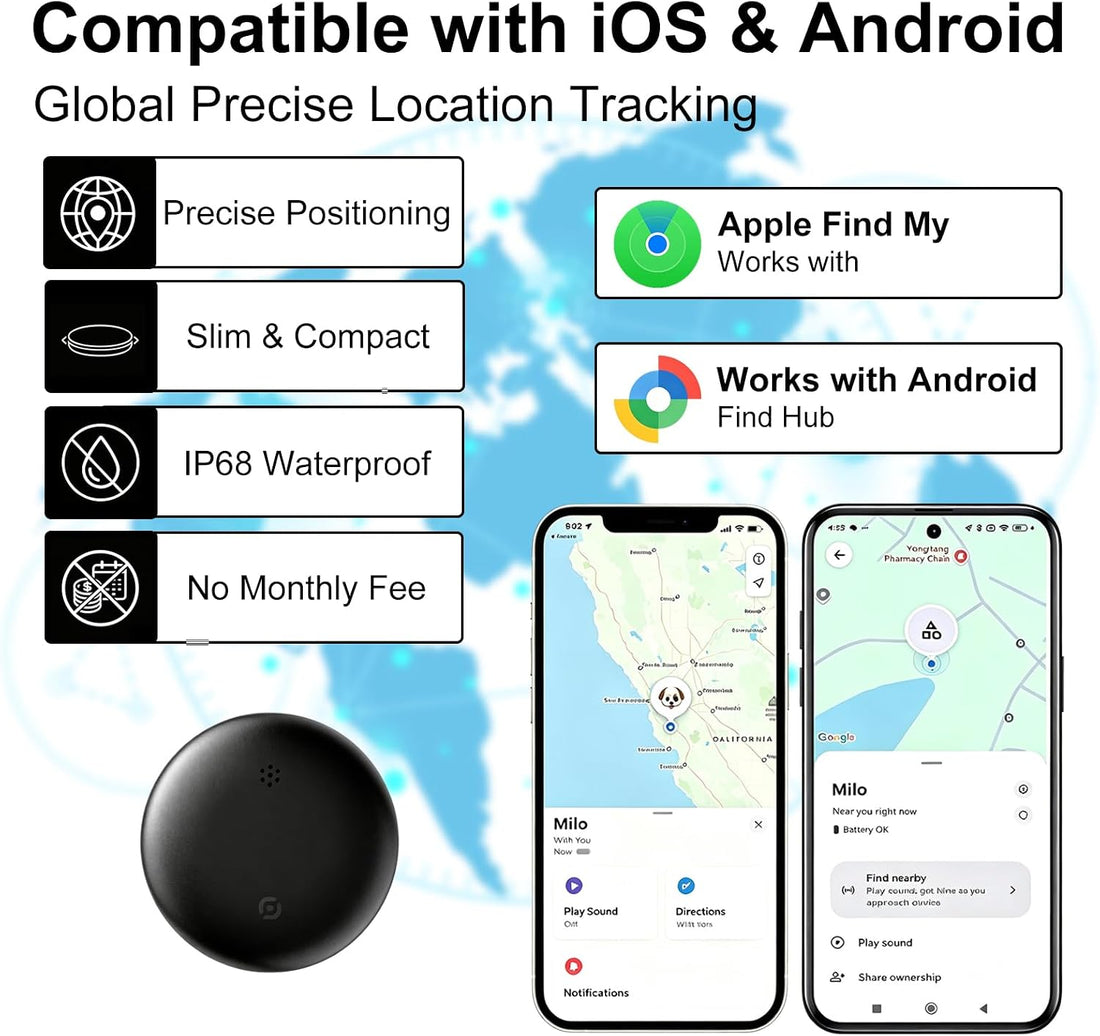 GPS Pet Tracker for Dogs (Android & iOS), Smart Pet Tracker for Collar