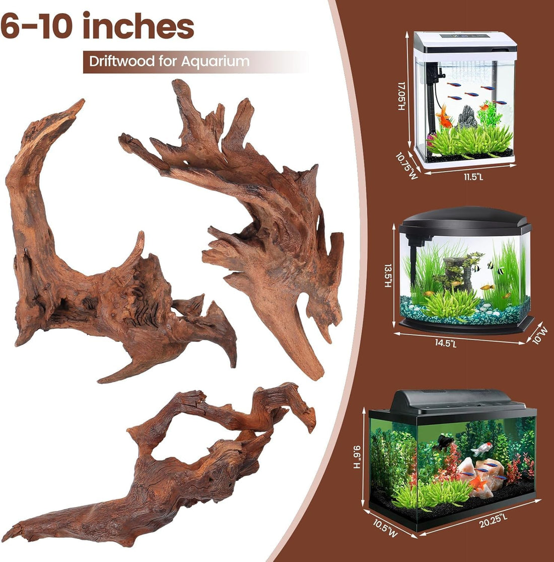 Natural Aquarium Driftwood Fish Tank Decorations Reptile Decor