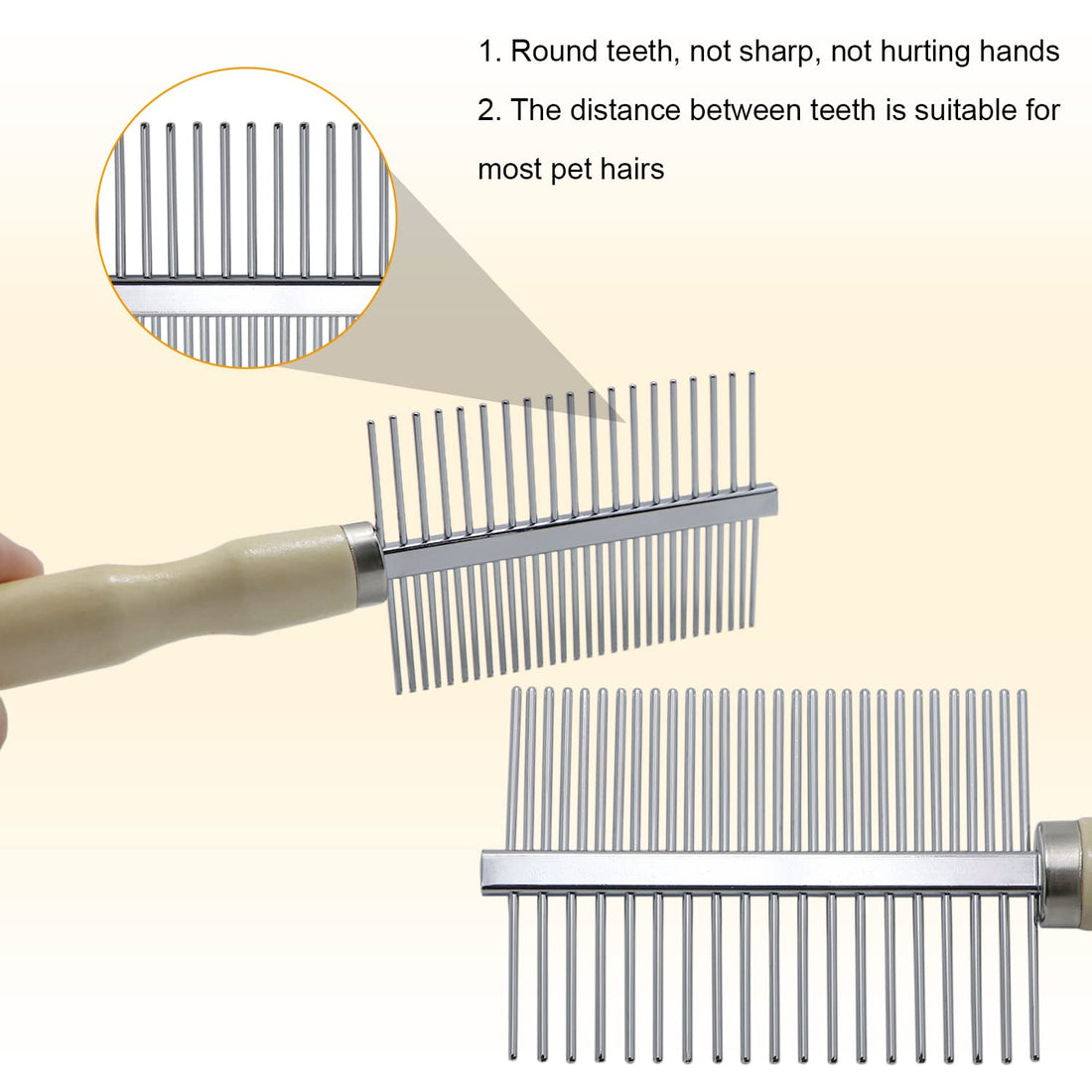 Wooden Handle Grooming Comb for Dogs & Cats