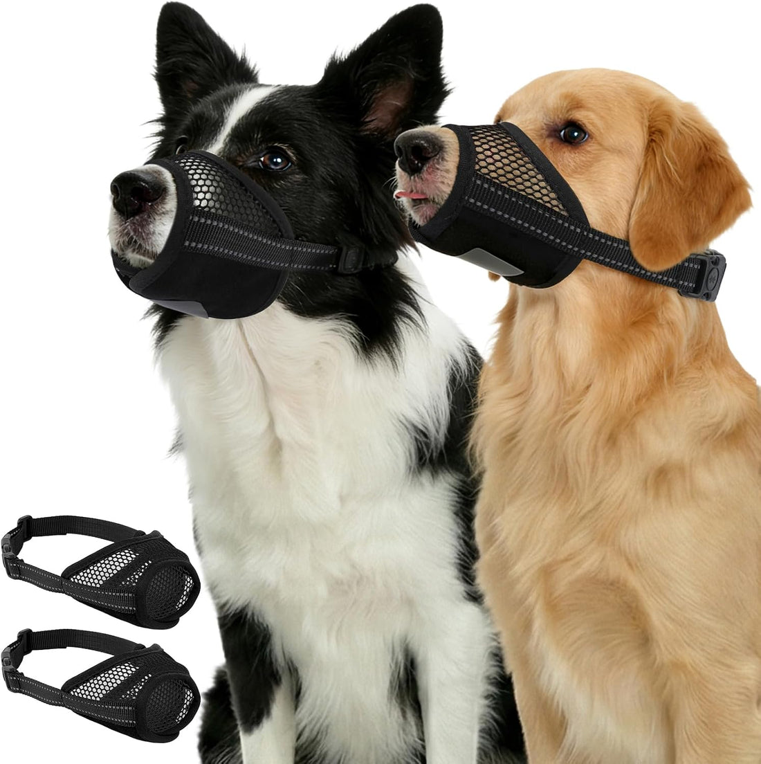 Pezluxe 2-Pack Dog Muzzle, Soft Air Mesh Muzzle Anti Biting Barking