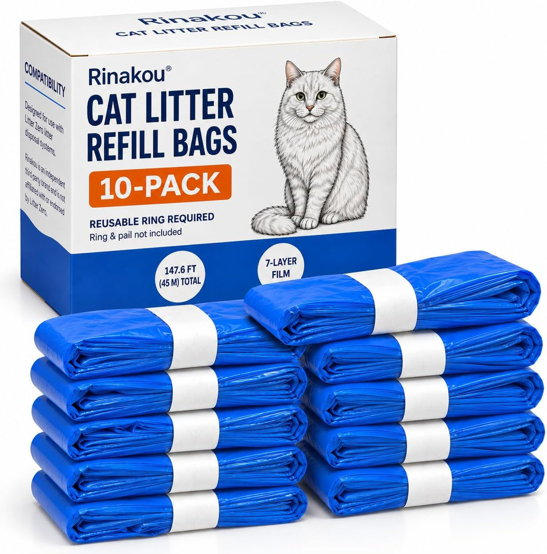 Cat Litter Refill Bags, 10 Pack,Compatible With Litter Zero Pails