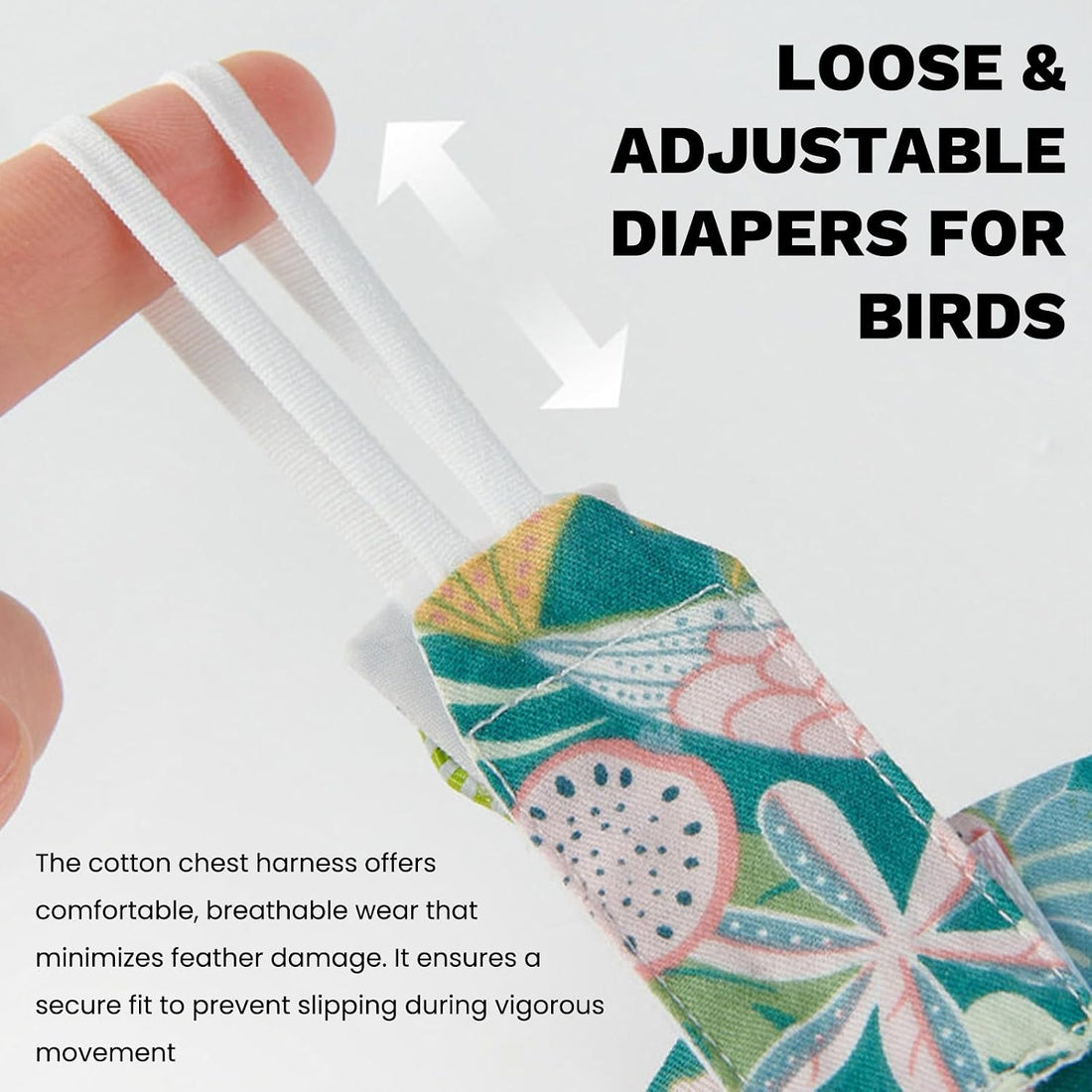 QBLEEV Bird Diapers, Reusable Cockatiel Flight Suit with Adjustable