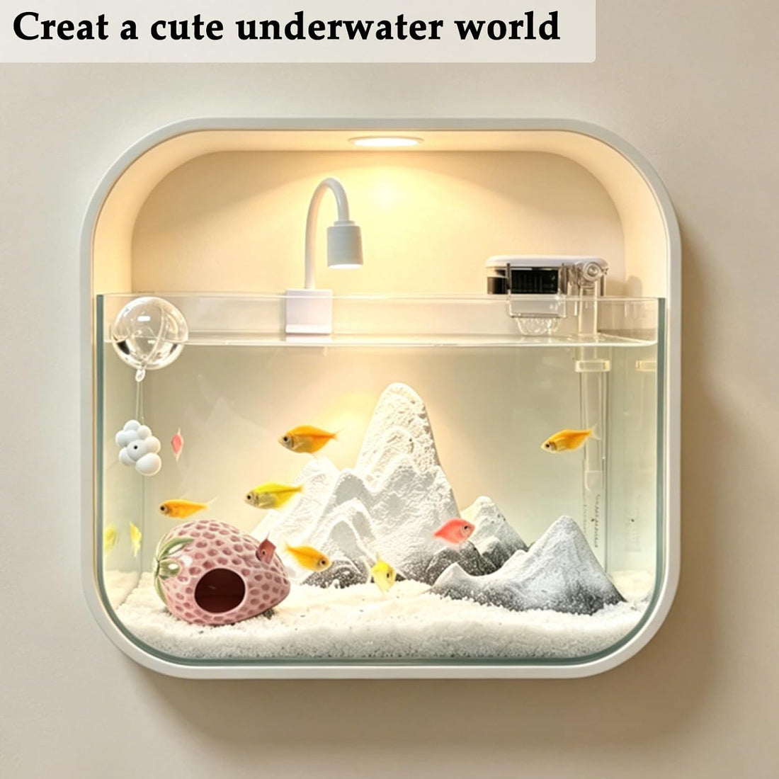 Pink Aquarium Decor Ceramic Cute Strawberry Betta Fish Tank Cave