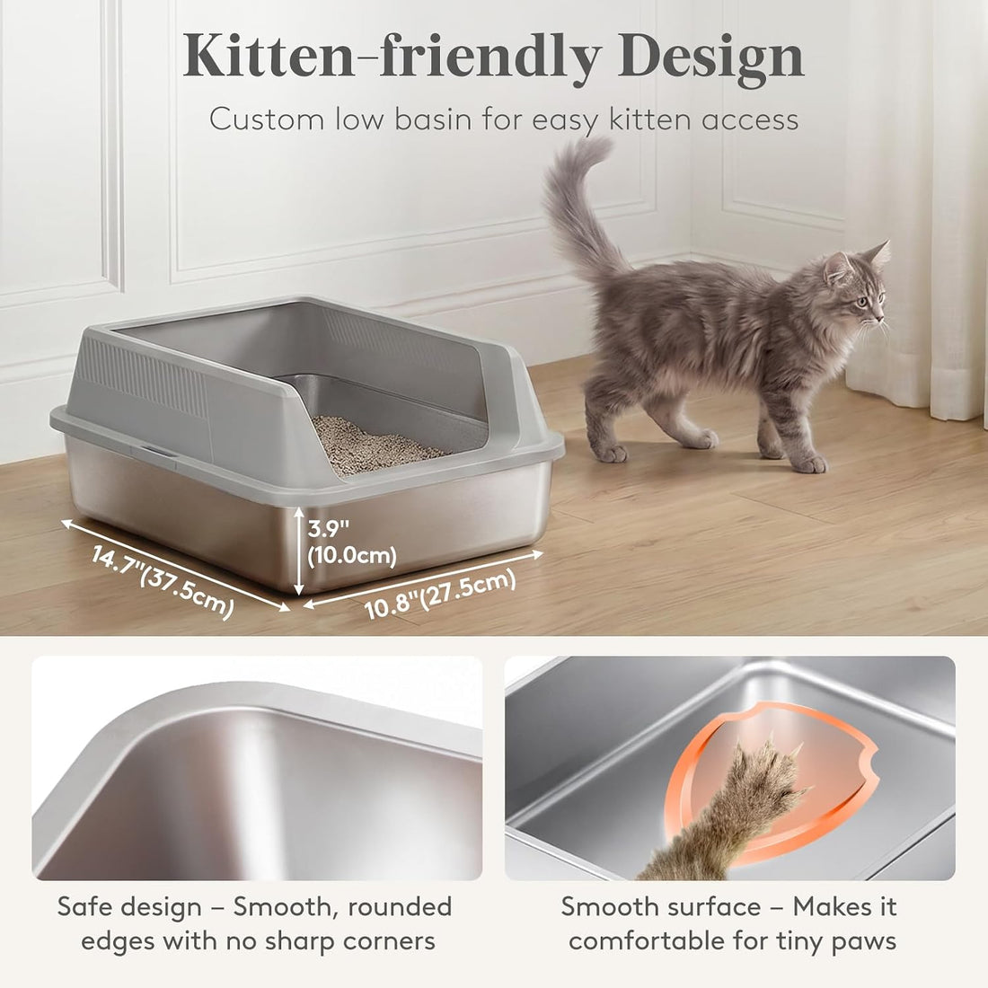 Lifewit Stainless Steel Litter Box for Kitty