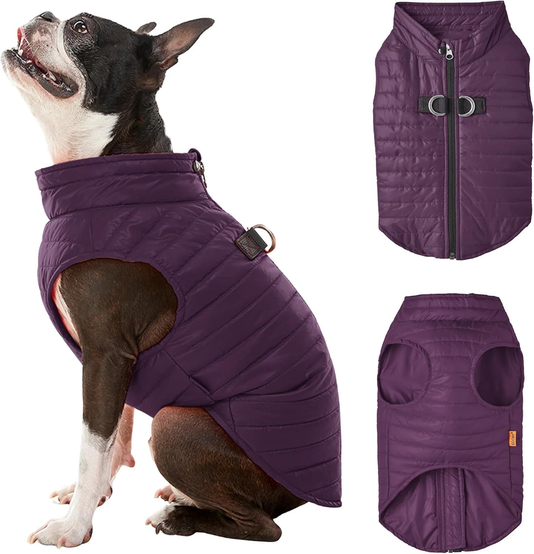 Gooby Puffer Vest Dog Jacket, Orange, Large