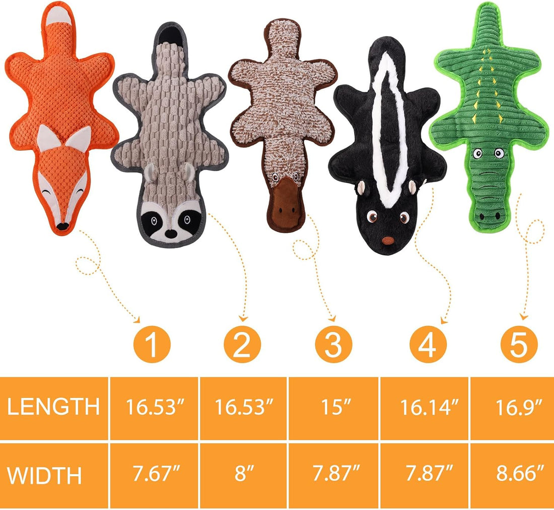 5 Pack No Stuffing Squeaky Dog Toys for Large Dogs